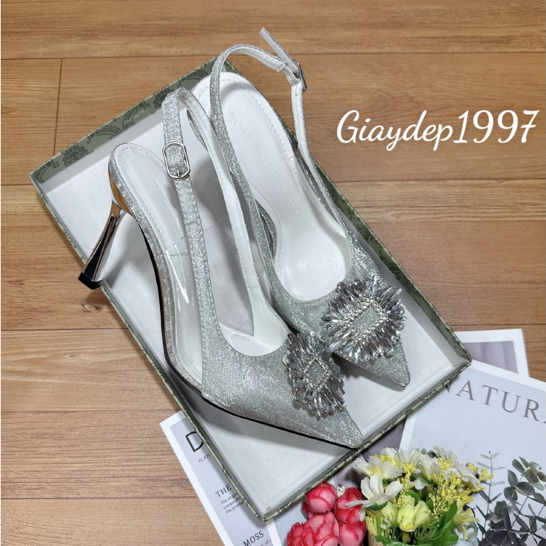 Giày cao gót nữ 9 phân kim sa phối đá cao cấp form chuẩn mã TBA03 - 7