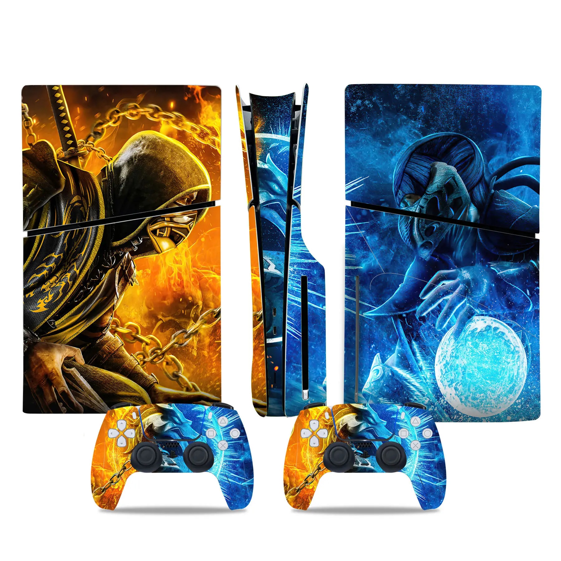 【100%-original】 Compatible With Ps5 Disc Skin Sticker Duel Game Protective Vinyl Decal Cover For Ps5 Disc Console And 2 Controllers