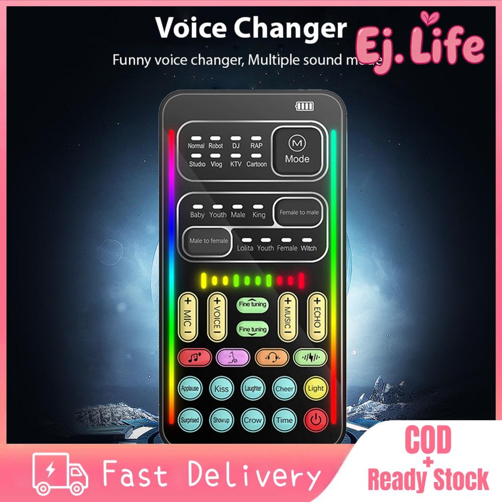 Ej. Life Bộ Thay Đổi Giọng Nói Thiết Bị Thay Đổi Giọng Nói Di Động Với 8 Hiệu Ứng Âm Thanh Ánh Sáng Đầy Màu Sắc Phát Sóng Trực Tiếp Mini Micro Cầm Tay Hiệu Ứng Âm Thanh Máy Cho Điện Thoại Máy Tính Xách Tay Trò Chơi Máy Tính Thẻ Âm Tha