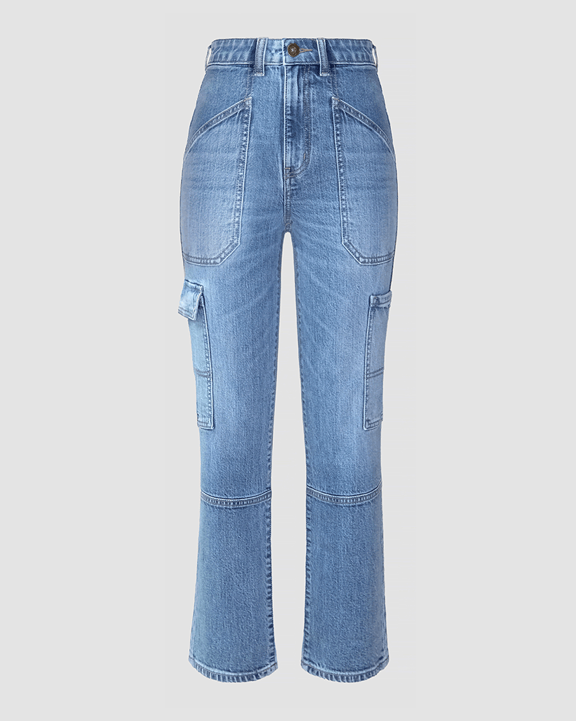 Quần jeans nữ túi hộp dáng suông - cargo pants straight jeans - 122wd1083a3950