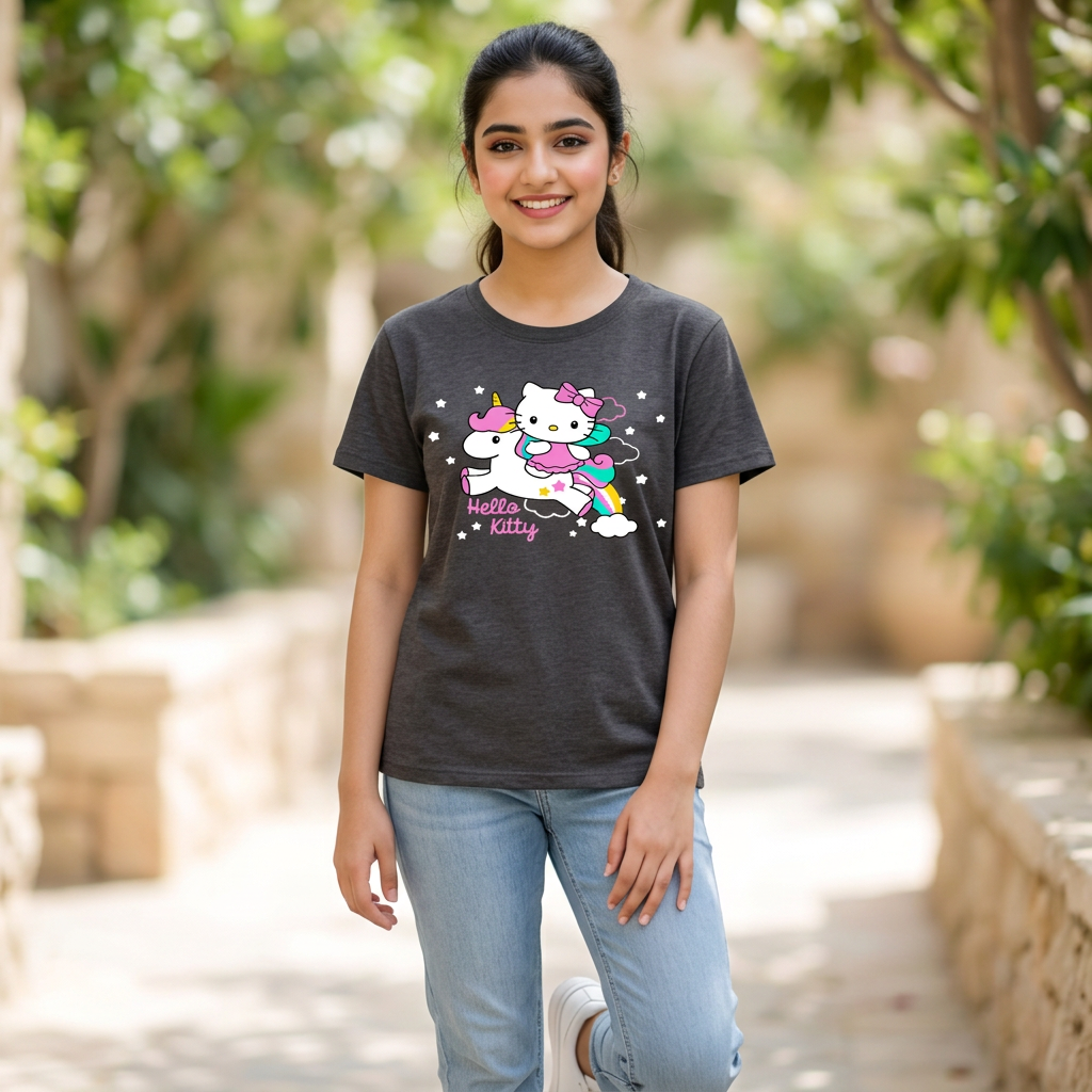 MK Garments -  Girls Hello Kitty Printed Top and T Shirt Half Sleeves Summer Cotton Casual T Shirt for Girls