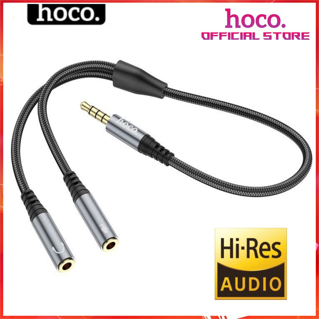 Cáp chia và gộp tai nghe 3.5mm HOCO loại jack dùng để chuyển đổi audio mic cho điện thoại laptop pc cho tai nghe loa ...
