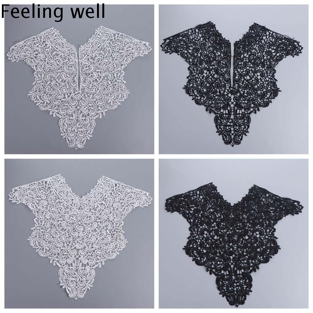 FEELING WELL Có thể tháo rời Đường viền cổ áo ren Băng đeo cổ Vải Thêu Đường viền cổ áo nữ Tinh tế R