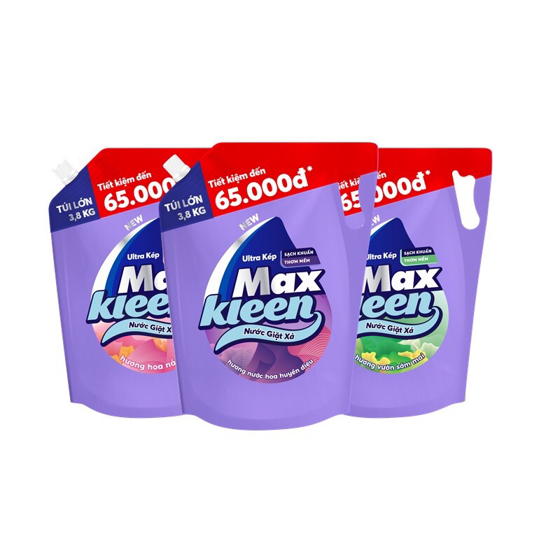Nước giặt maxkleen túi 3,8kg hương nước hoa huyền diệu