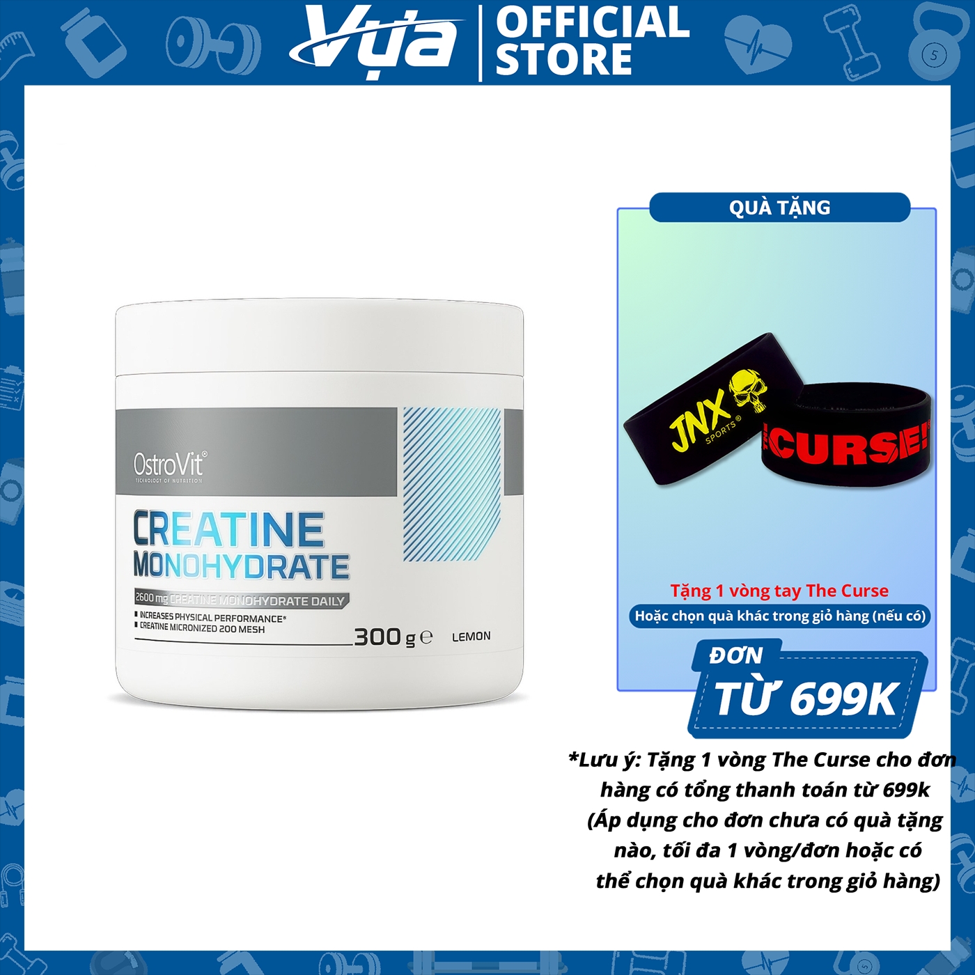 Bột OstroVit - Creatine Monohydrate (300g) - Tăng Sức Mạnh, Phục Hồi Cơ Bắp, Nâng Cao Hiệu Suất - Chính Hãng