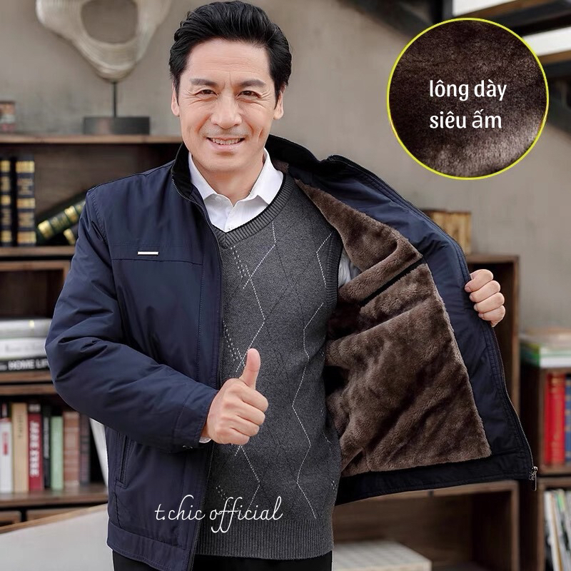 Áo khoác nam trung niên lót lông áo phao ấm cho bố trung tuổi quà tặng bố dày dặn siêu ấm cho ông lớn tuổi Thời Trang Zenko MJK 073