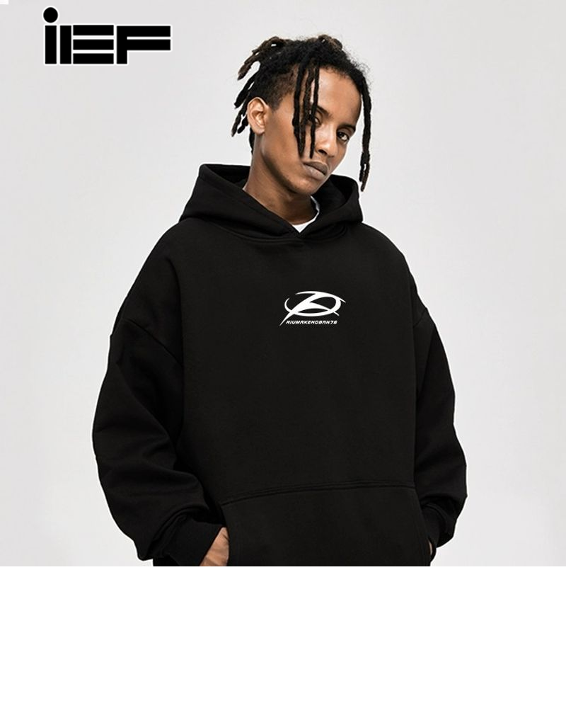 Áo hoodie hạng nặng ief với thiết kế logo táo bạo cho giới trẻ, hoàn hảo cho mùa thu quần áo mùa đông