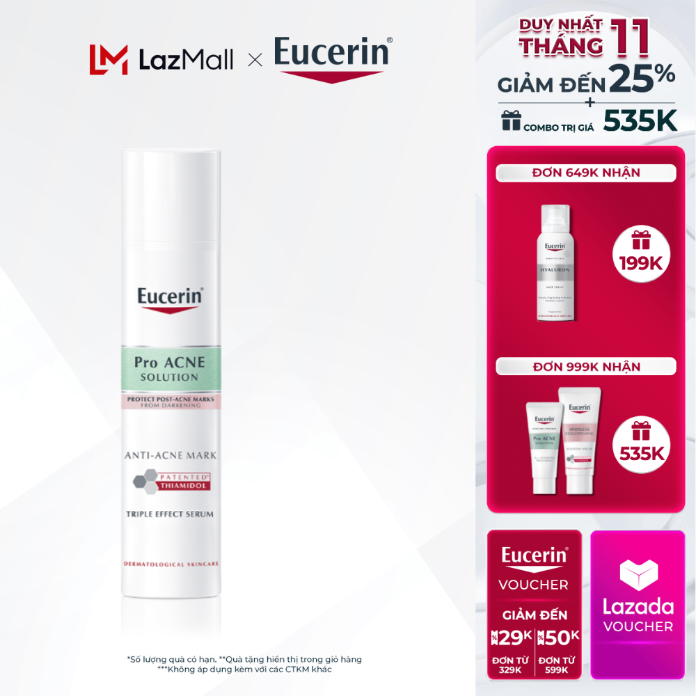 Tinh chất giảm thâm mụn & dưỡng sáng da Eucerin Pro Acne Triple Effect Serum 40ml