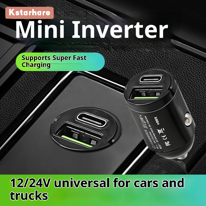 Sạc điện dùng trên xe hơi ẩn phổ quát 12V/24V giao tiếp USB kép sạc nhanh phù hợp cho điện thoại di động và các thiết bị khác nhau