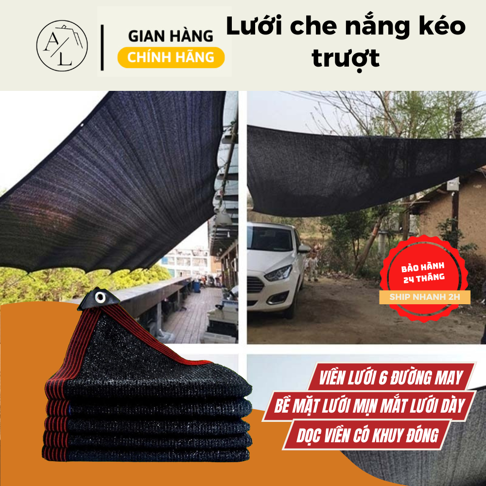 Lưới che nắng ngoài trời khổ 4mx5m có móc treo - Lưới che nắng kéo trượt