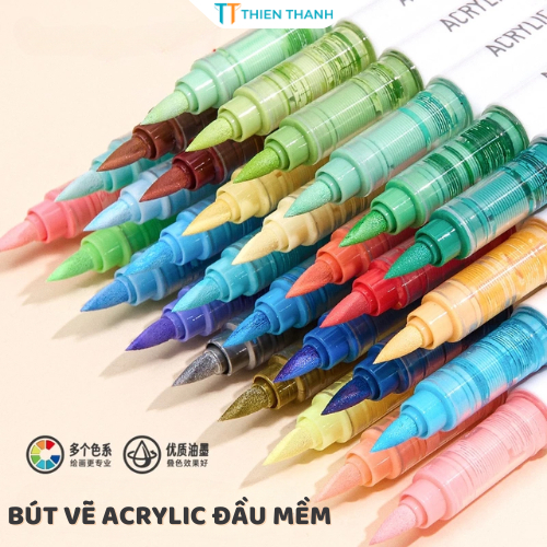  Bút Màu Acrylic 9 Màu – Bút Vẽ Nghệ Thuật Màu Mực Xếp Chồng Khô Nhanh Chất Lượng Cao 