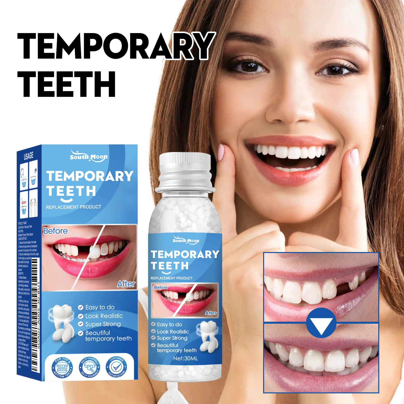 30Ml Nhựa Răng Hạt Tạm Thời Bộ Răng Răng Và Khoảng Trống Răng Giả Keo Chắc Chắn Răng Giả Dính Làm Trắng Răng Dụng Cụ Là