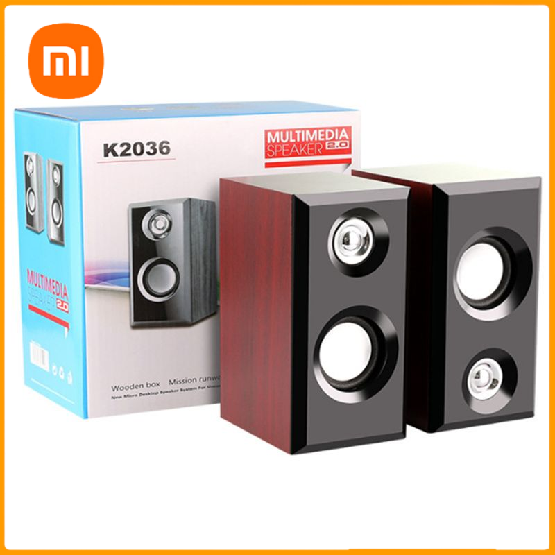 Wooden Desktop Multimedia Speakers with USB & 3.5mm Audio Jack, Powerful Bass for PC and Laptop ราคา 105 บาท*ส่งฟรี