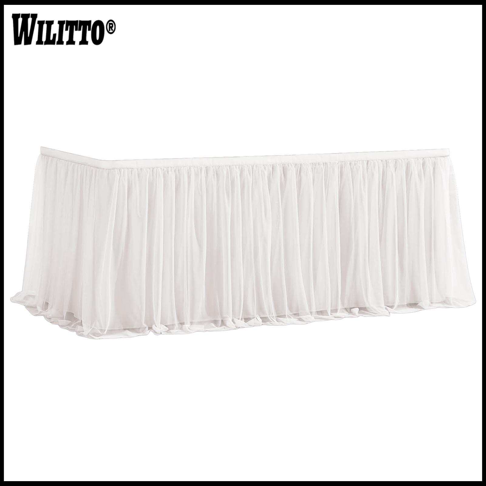 High-quality Polyester Table Skirt Decorative Table Skirt for Events Tulle Table Skirt for Rectangular Tables 4/6/9ft – Wrinkle-free Reusable Tablecloth for Wedding Bridal Shower Birthday Party ราคา 363 บาท*ส่งฟรี