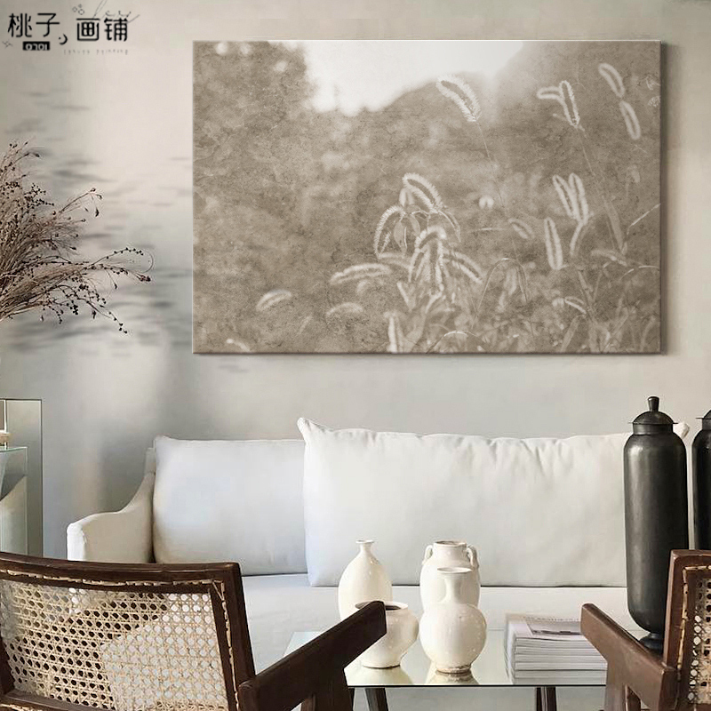 Hiện đại yên tĩnh gió treo tường phòng khách sơn phòng triển lãm setaria viridis Zen cực nghèo nghệ thuật treo tường Gallery Thiểu Số Áp phích in trang trí tranh tường vải