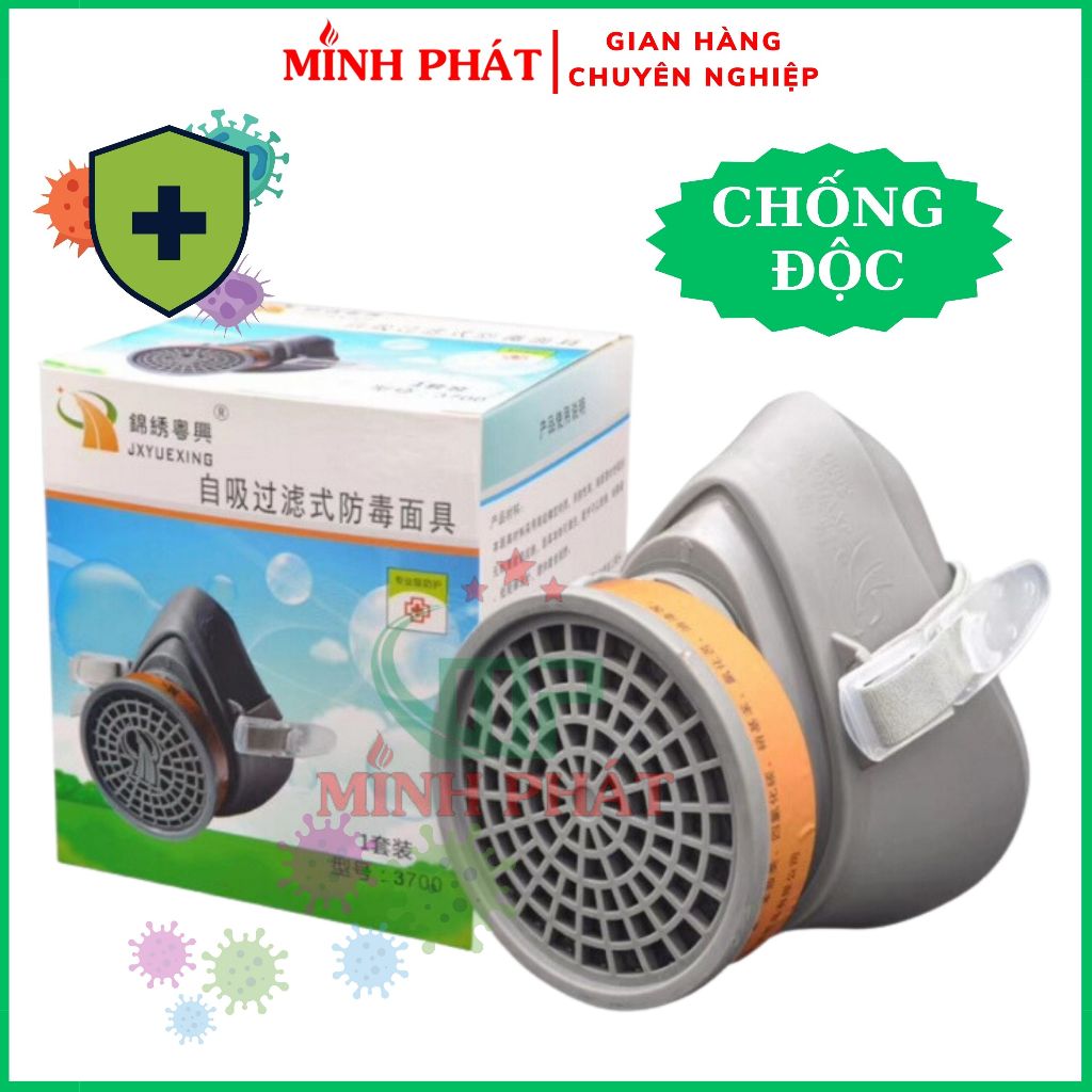 [ Rẻ Vô Địch ] Mặt Nạ Phòng Độc Than Hoạt Tính Dây Đeo Cao Su 3700, Phun Thuốc Trừ Sâu , Chống Khói Độc 3700