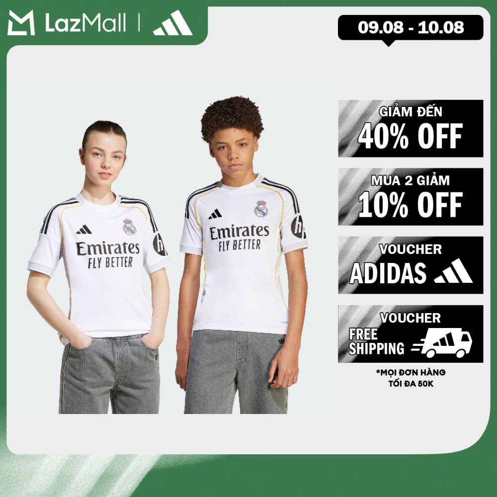 [9-10.8-MUA 2 GIẢM 10%+VOUCHER 10%] adidas Bóng đá Áo Đấu Sân Nhà Real Madrid 25/26 Trẻ em trắng JN8887