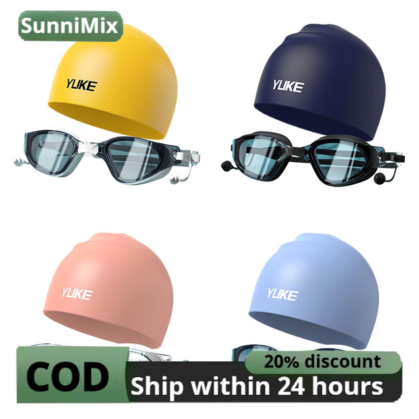 Swim Goggles with Swimming Cap for Adults No Leaking Anti Fog Eyewear Pool Goggles Comfortable Portable Silicone Swim Cap