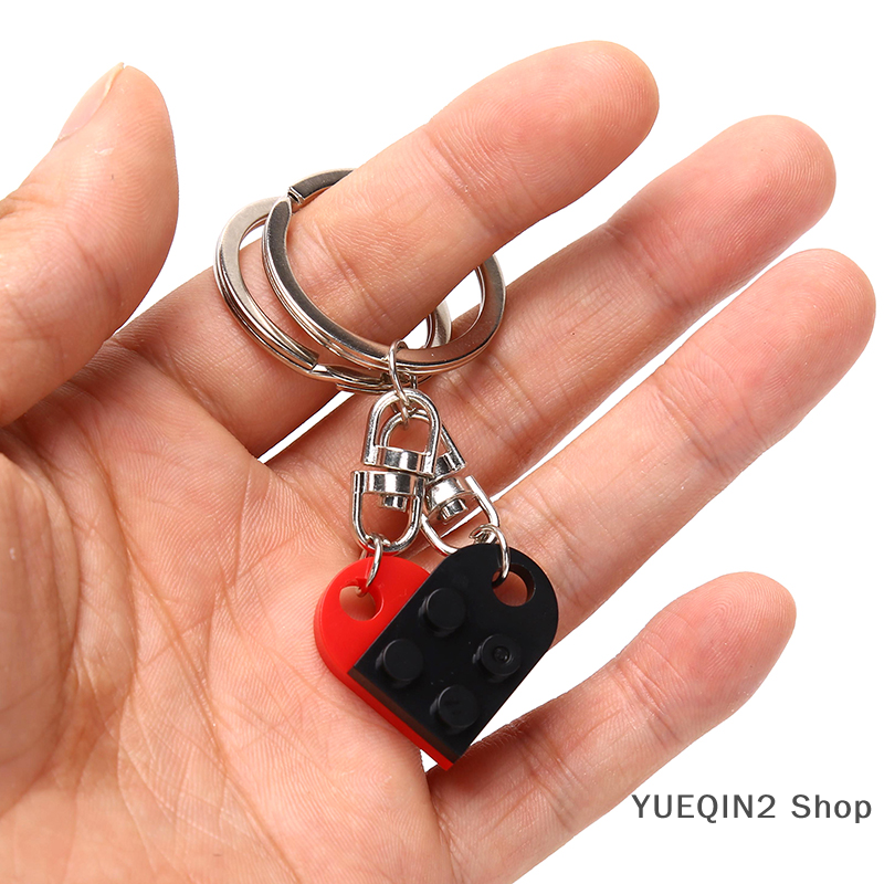 YUEQIN2 Shop 2pcs tình yêu trái tim gạch Keychain cho các cặp vợ chồng Tình Bạn sinh nhật Món quà trang sức