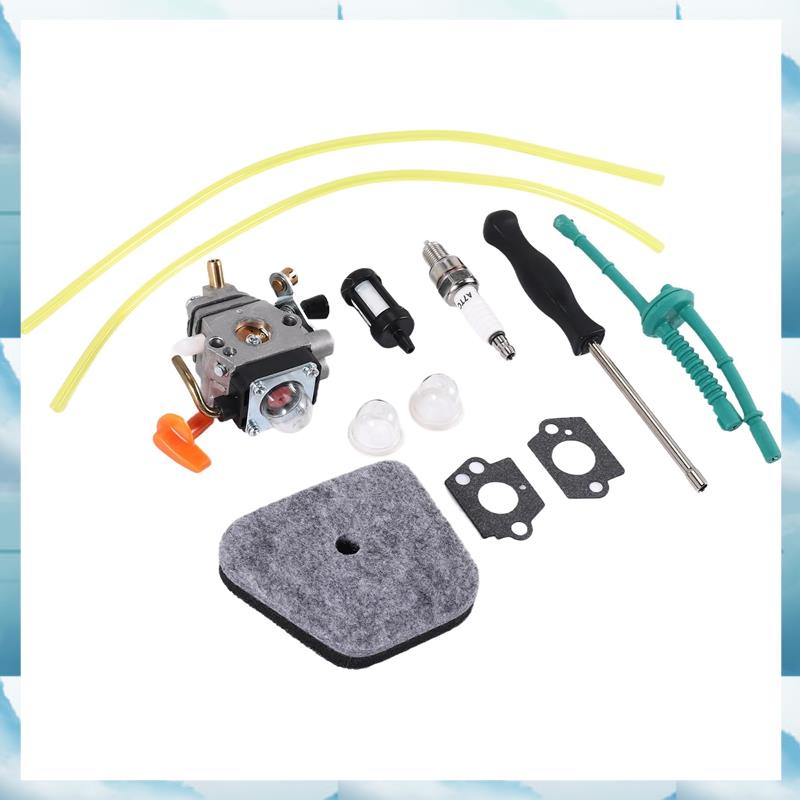 (CRIB) FS100 C1Q-S174 Carburetor + Air Filter + Adjustment Tool + Fuel Line for FS87 FS90 FS100 FS110 FS130 HL90 HL95 HL100 HT100 HT101 KM90 KM100 KM110 SP90 Trimmer Eater