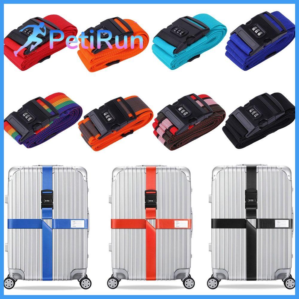 PETIRUN Có thể điều chỉnh Thắt lưng Vali Nhãn dán tên Dây đeo chéo Dây buộc hành lý Đai đóng gói khóa mật khẩu Dây khóa hành lý Phụ kiện Vali du lịch