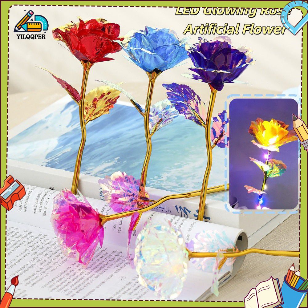 YILQQPER LED Glowing Rose Artificial Flower , Gold Foil Rose Flower, Valentine's Day Girlfriend Birthday Bouquet Mothers Day Christmas Gift Graduation Bouquets ราคา 19 บาท*ส่งฟรี