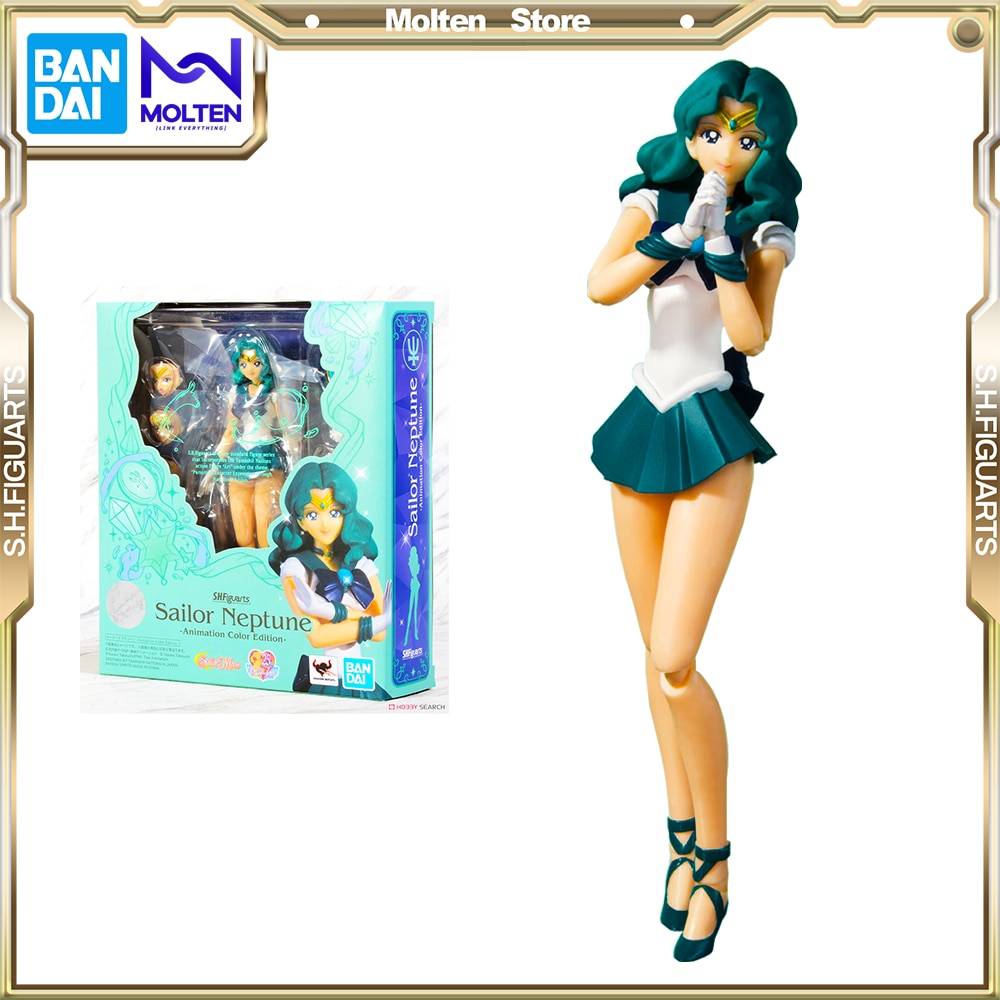 BANDAI Original S.H.Figuarts Sailor Moon Sailor Neptune -Animation Color Edition- Bộ mô hình hình anime hành động đã hoàn thành
