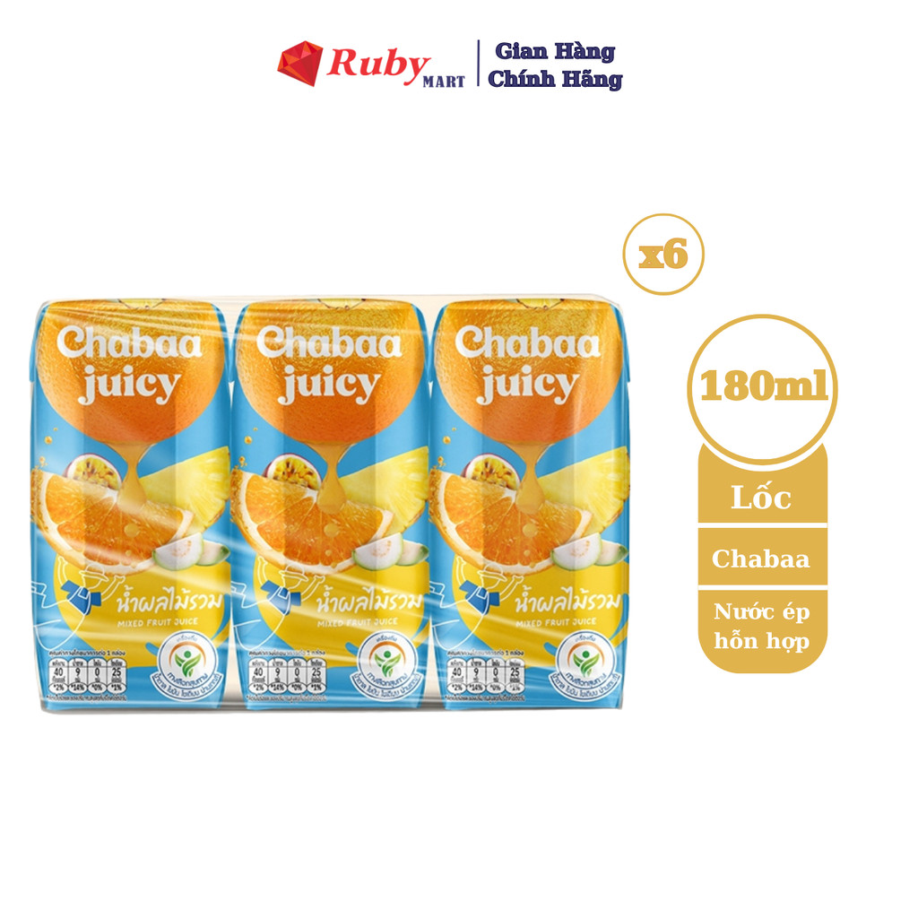 Combo 6 Lốc Nước Ép Hỗn Hợp Trái Cây Chabaa Juicy 3 Hộp x 180ml