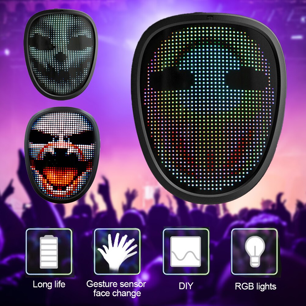 Boywithuke Led Face Changing Mask With Bluetooth Controlled, 59 OFF