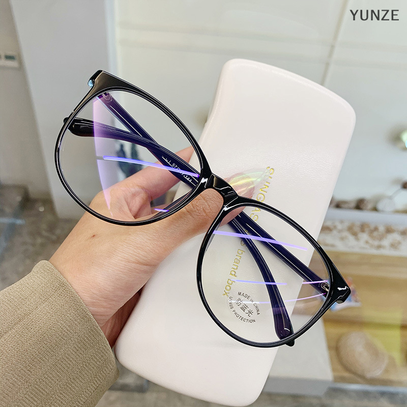 🍒Yuong🍒Máy Tính Trong Suốt gọng kính phụ nữ người đàn ông chống ánh sáng xanh kính tròn Màn kính kín