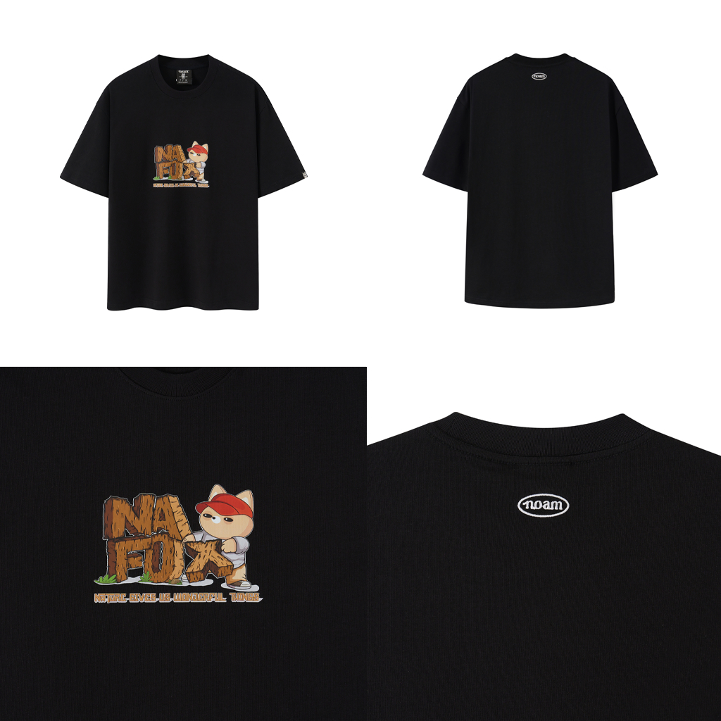 Áo thun Form rộng NOAM Woodie 100% Cotton 280GSM - Màu Đen/ Trắng
