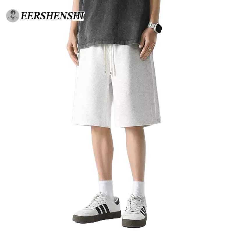 Quần short nam EERSHENSHI màu trắng xám bóng rổ thể thao quần sọc năm phần tư Mỹ