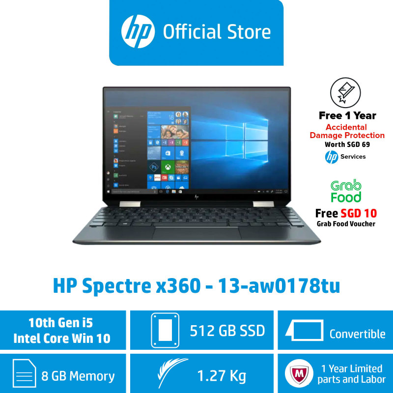 HP Spectre x360 - 13-aw0176tu / Intel® Core™ i5-1035G4 / 8GB RAM / 512GB SSD / Convertible / Touchscreen / Light / Long Battery Life / First Year ADP Coverage