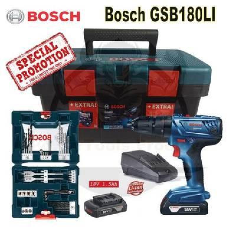 BOSCH 18V GSB 180-LI CORDLESS IMPACT DRILL DRIVER + 41 PCS COMBINATION SET / FREE ACCESSORIES