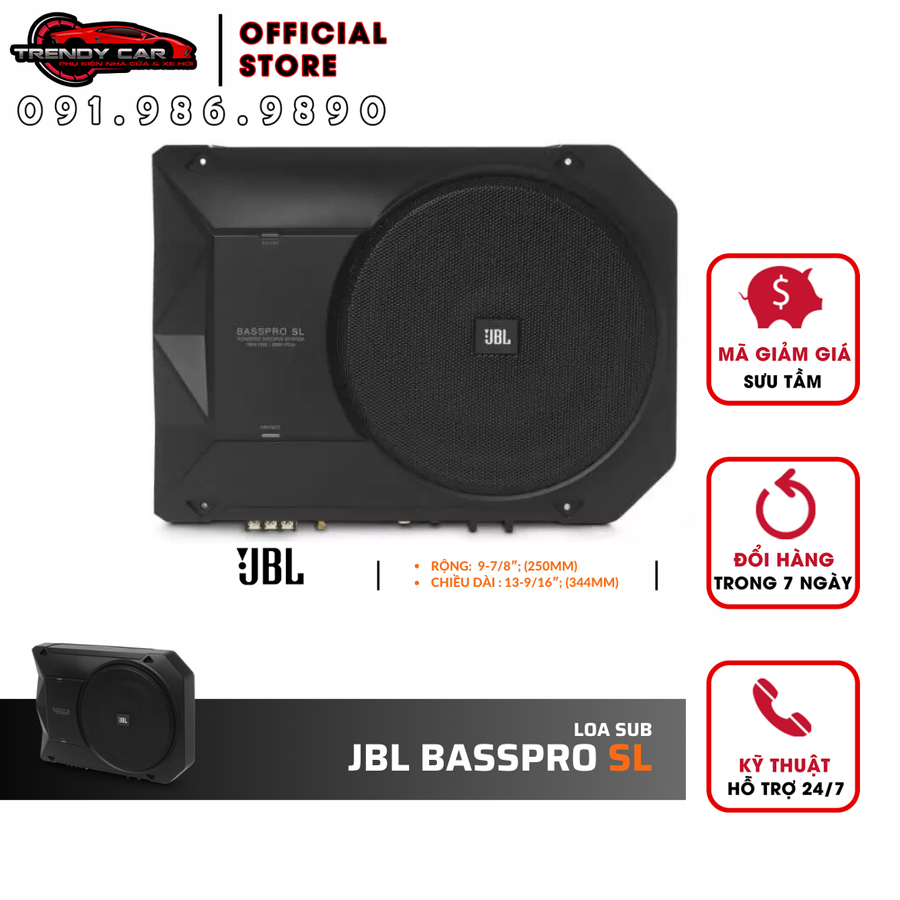 Loa Sub JBL HAMAN BASSPRO SL Loa SUB Siêu Trầm Ô Tô Chính Hãng Siêu Trầm Gầm Ghế 8 inches Liền Âmly