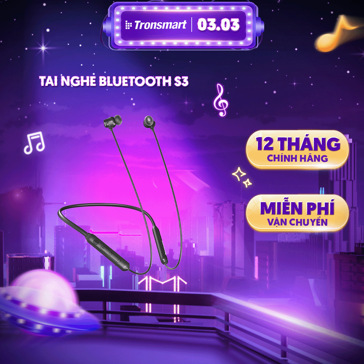Tai nghe bluetooth đeo cổ tronsmart s3 | chống ồn chủ động | thời gian sử dụng đến 45h | bluetooth 5.3 | bảo hành 12 thá