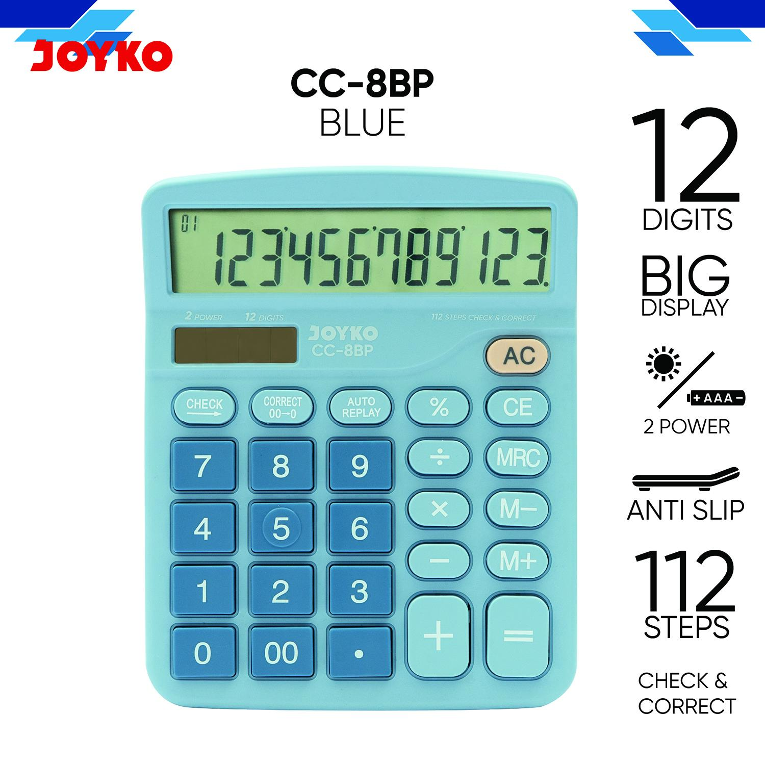 JOYKO Calculator Kalkulator CC-8BP 12 Digits Check & Correct