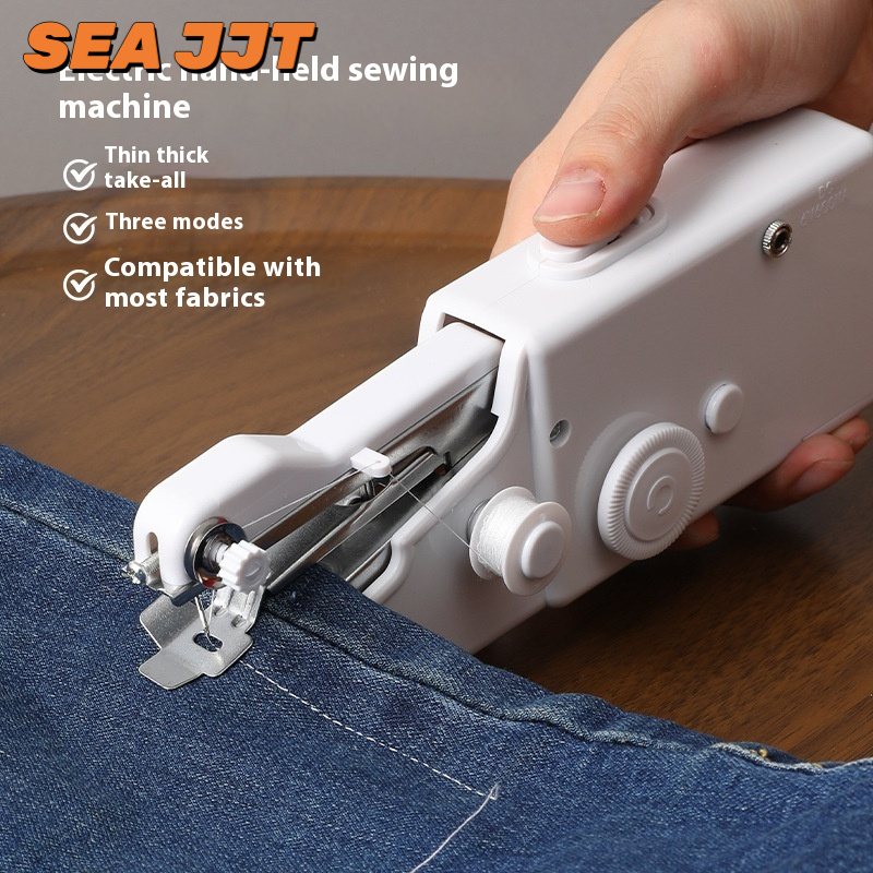 SEA JJTจักรเย็บผ้าแบบพกพาจักรเย็บผ้าไฟฟ้าขนาดเล็กใช้ในครัวเรือนขนาดเล็กแบบมือถือใหม่จักรเย็บผ้า ราคา 27 บาท*ส่งฟรี