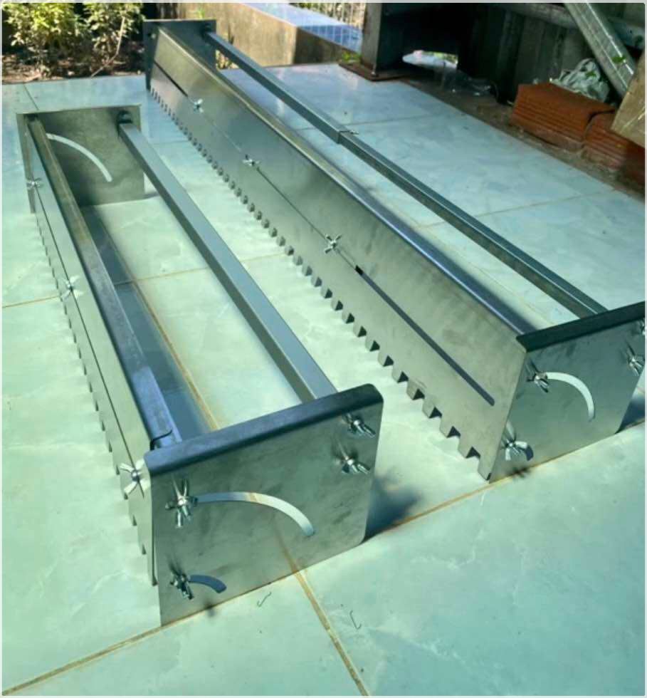 MÁNG KÉO RĂNG CƯA INOX (loại chuẩn) dùng lát gạch nền tăng giảm được từ 60cm đến 1m có thể chỉnh ngh