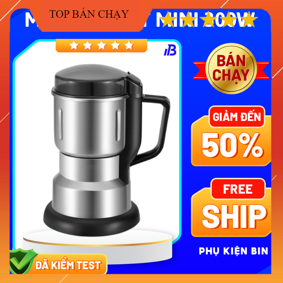 Máy xay hạt khô siêu mịn inox 304 công suất 300W, Máy xay hạt ngũ cốc, Máy xay hạt cafe, Máy xay hạt khô cầm tay đa năng