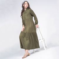 C2 Zianka Green Long Dress Wanita