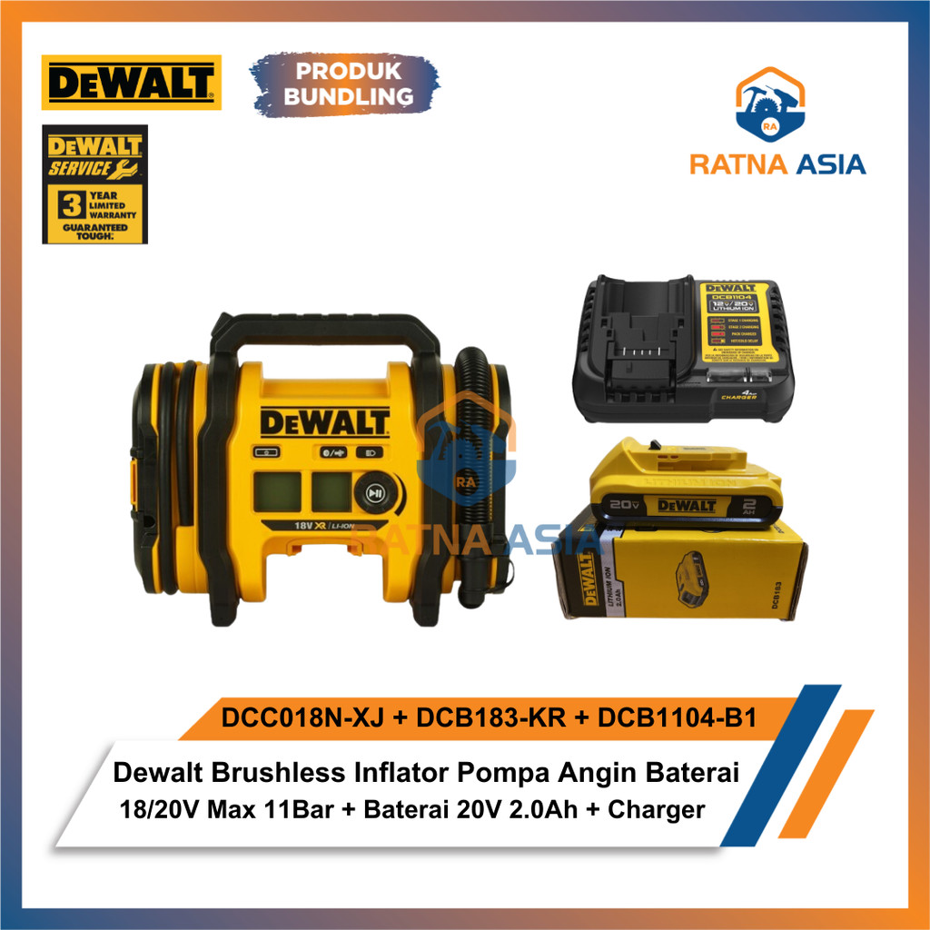 Dewalt Dcc018N-Xj Air Pump Brushless Battery Inflator Cordless Air Compressor 18V/20V Max 11 Bar 160 Psi + 18V/20V 2.0Ah Battery + Dcb1104-B1 Charger Giá 3,125,600 Đồng*Miễn phí vận chuyển