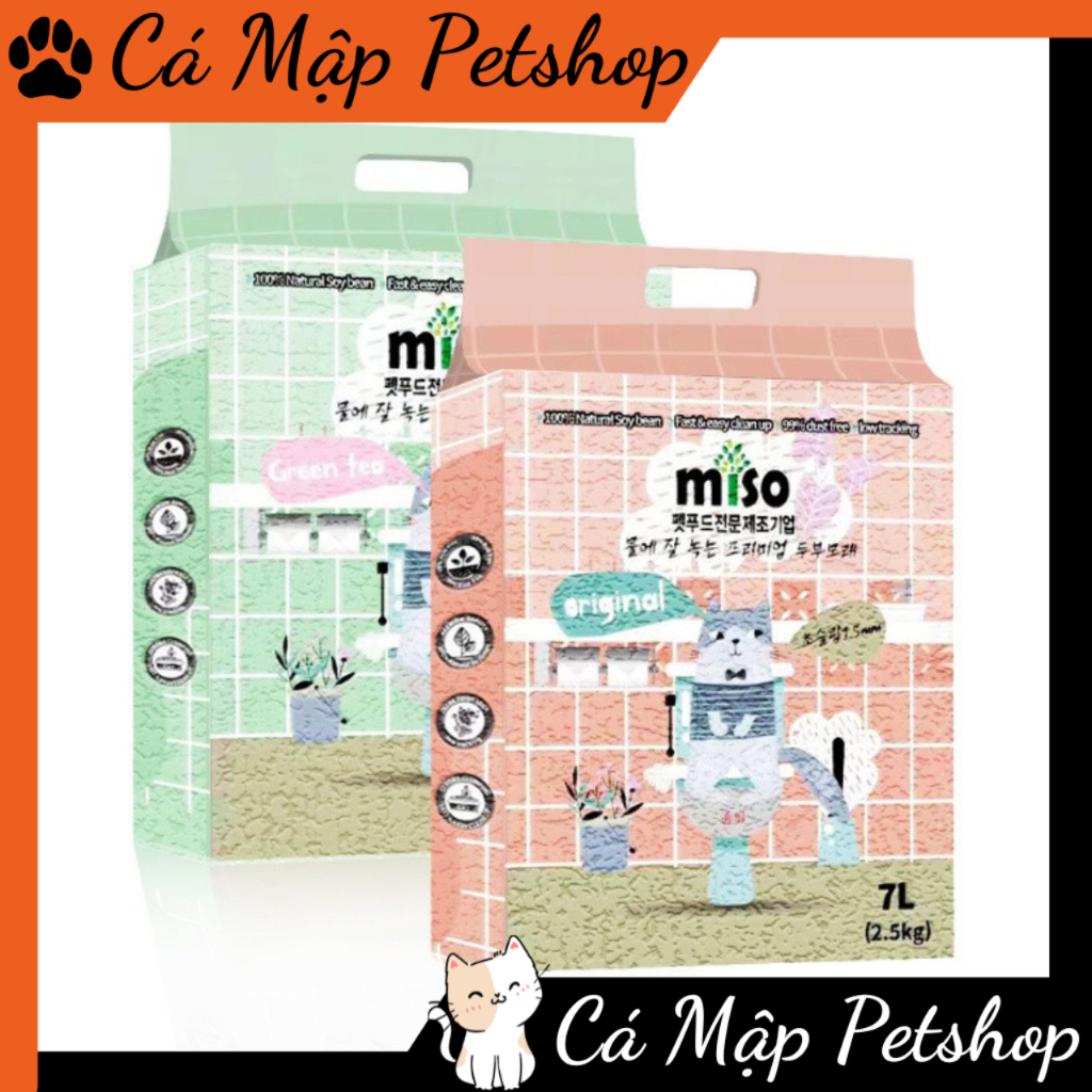 Cát đậu nành cho mèo miso, cát đậu nành miso túi 7l - 2.5kg