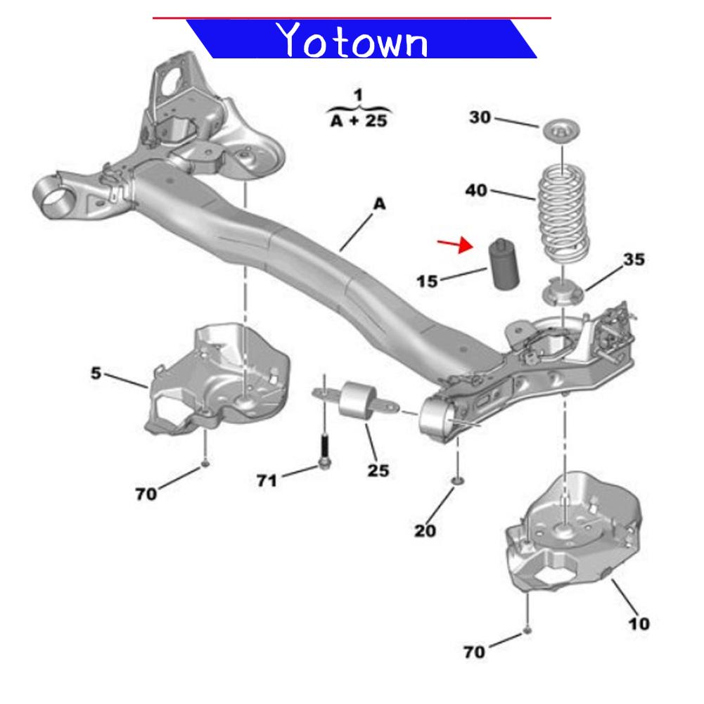 Yotown Nút chặn lò xo trục sau 9813587180 Thay thế khối đệm trục sau an toàn được cải tiến cho 3008 4008 5008