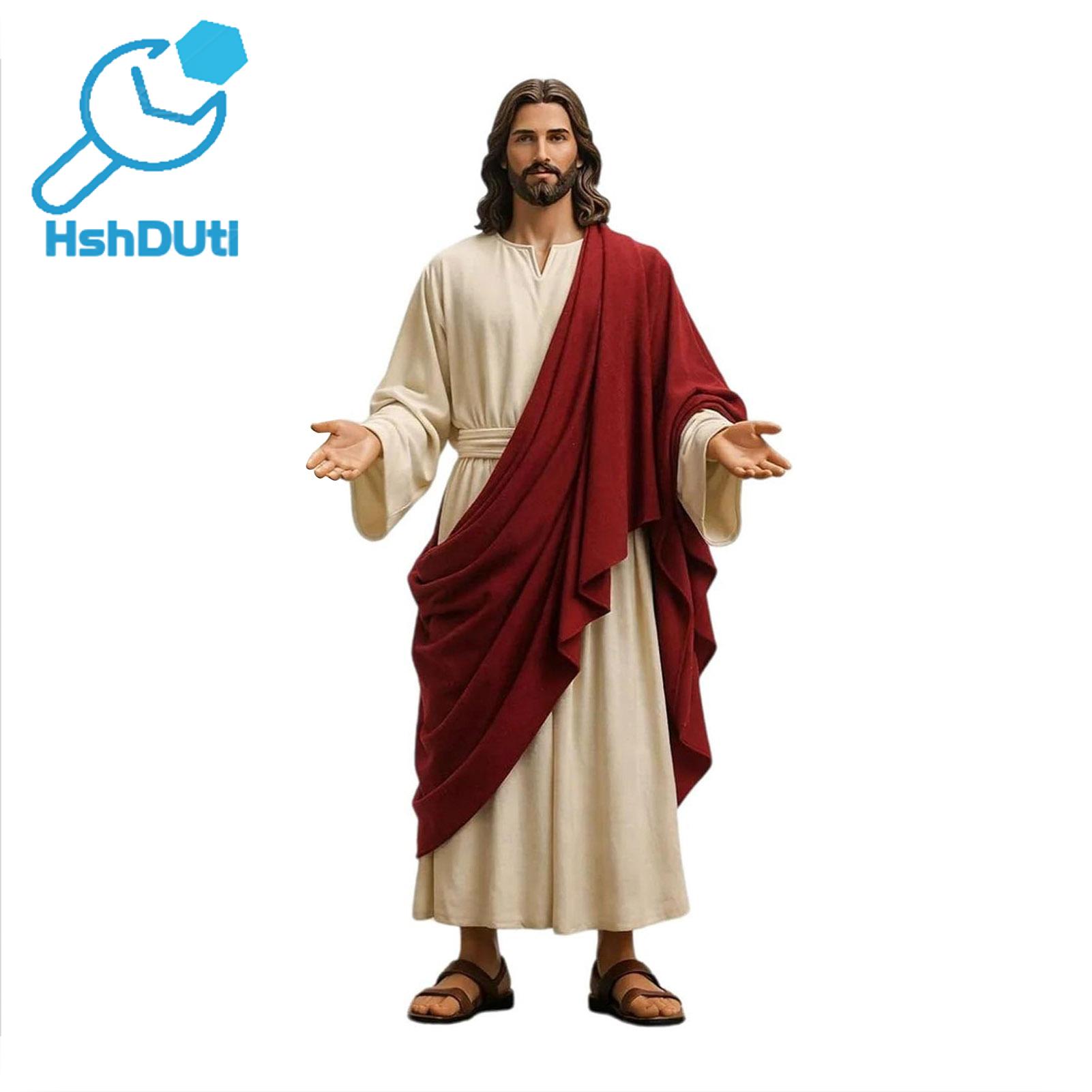 Fosdpa1 Religious Figurine 5 Inch Hand-painted Jesus Figurine with Open Arms – Resin Christian Statue for Home Decor Spiritual Collection Religious Gift
