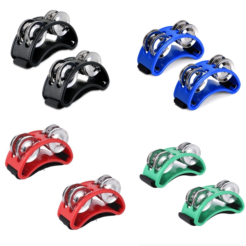 (KXBH) 2PCS Foot Tambourine Percussion, Musical Instrument Percussion Pedal with Steel Jingle Bells