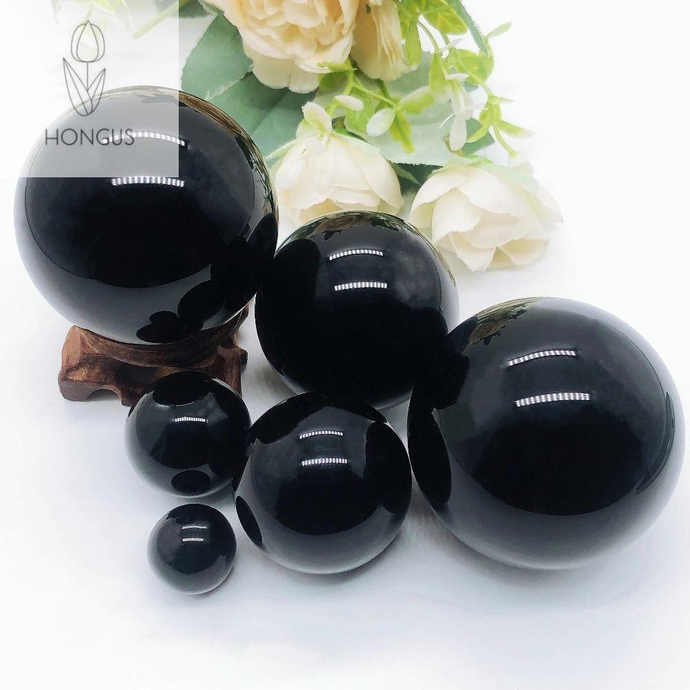 HONGUS Large Black Obsidian Sphere Exquisite Natural Feng Shui Sphere Obsidian Crystal Decorative 20/30/40/50mm Crystal Ornament Gift