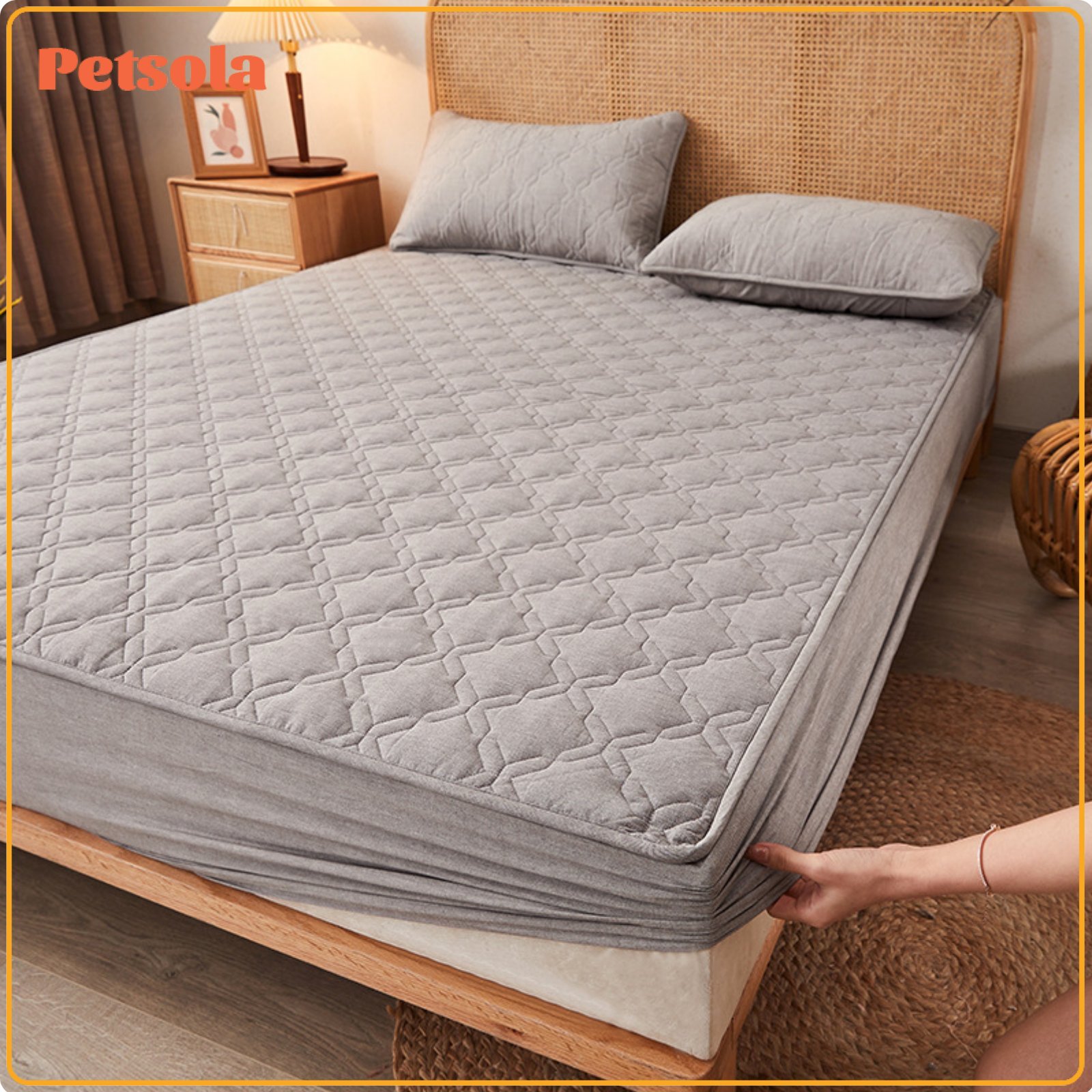petsola Dust Proof Quilted Waterproof Mattress Protector Thickened Waterproof Fitted Mattress Pad Baby Safe Padded Cotton Bed Cover Vinyl-Safe for Guesthouse ราคา 3,681 บาท*ส่งฟรี
