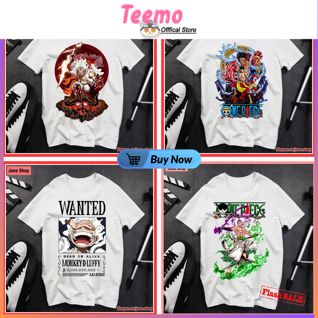 Áo One Piece - Áo Anime in Luffy Gear 5, D.Ace, Zoro, Sanji hình in cực ngầu, Chất liệu cotton co dãn