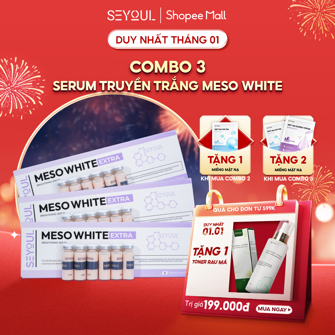 Combo 3 Hộp Tinh Chất Dưỡng Trắng Da Meso White SEYOUL Dưỡng Ẩm Tại Nhà Hỗ Trợ Mịn Da Trắng Da - Tặn